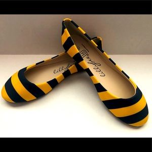 NEW Women’s Lillybee U Striped Flats Yellow/Navy Sizes 6 & 8